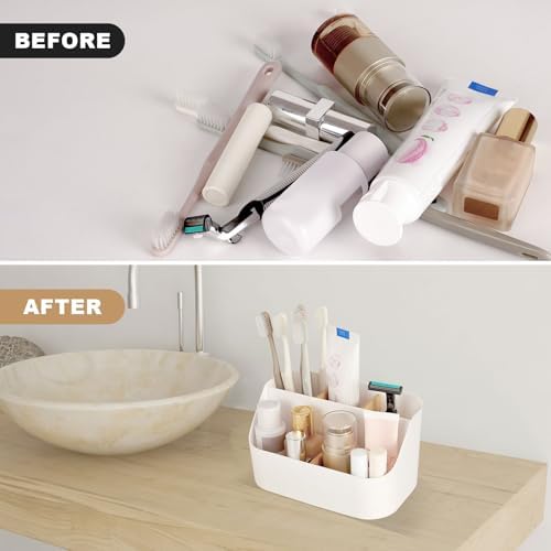 5 Slots Toothbrush Holder with Bamboo and ABS Modern Bathroom Organizer 1