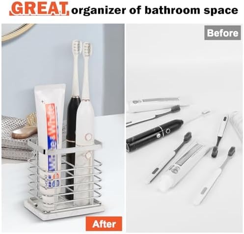 HarJue Toothbrush Holder with Marble Base and Chrome Frame 1