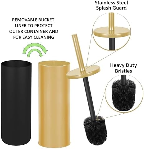 Zahari Home Toilet Bowl Brush with Holder - Painted Satin Gold