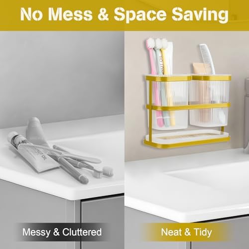 VACONICO Gold Toothbrush Holders Set for Family Bathrooms