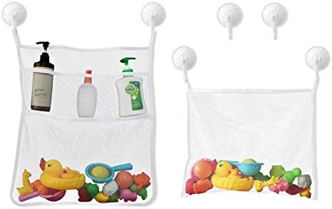 TTSAM Bath Toy Organizer with 6 Suction Hooks