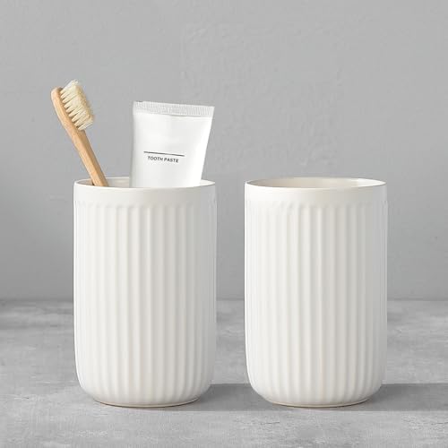 White Ceramic Toothbrush Holder Set 2Pcs