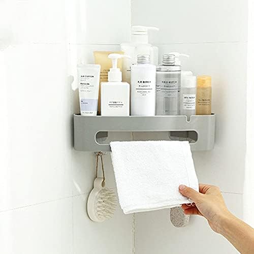 TYZK Gray Wall Mounted Shower Shelf with Hooks