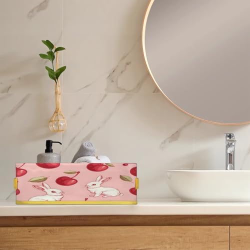 Spring Easter Rabbit Toilet Paper Storage Basket with Handles