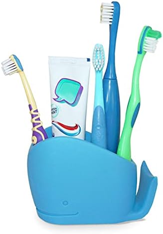 Kids Toothbrush Holder Whale Blue Silicone