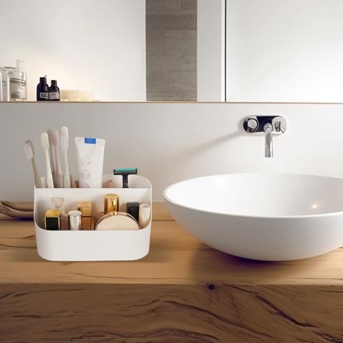 5 Slots Toothbrush Holder with Bamboo and ABS Modern Bathroom Organizer 1