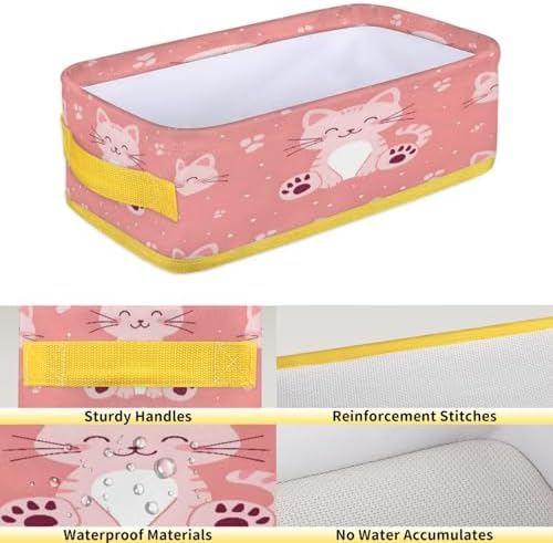 Cute Cat Toilet Tank Topper Paper Basket with Handles
