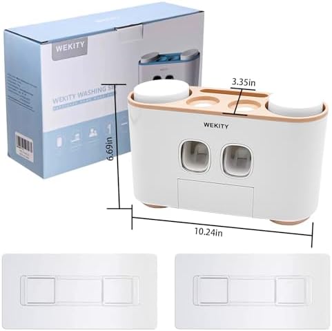 Wekity Wall Mounted Toothbrush Holder with 5 Slots and 4 Cups