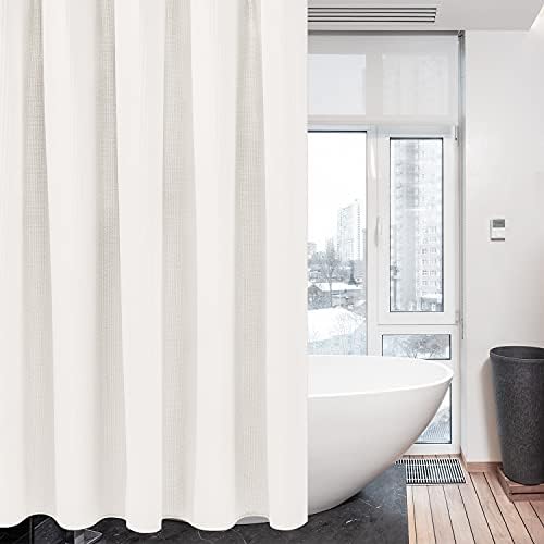 VANZAVANZU Waffle Weave Shower Curtain - 72x72 Inches White