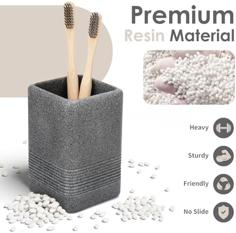 INIUNIK 2PCS Resin Toothbrush Holder Set Dark Grey