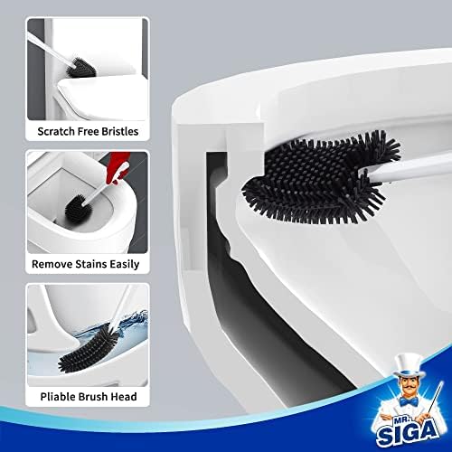 MRSIGA Toilet Brush with Wall Mount Holder 1 Pack