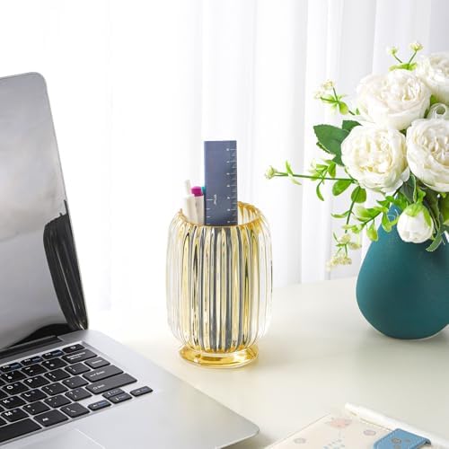 VanEnjoy Clear Glass Toothbrush Holder with Stripe Design