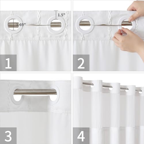 No Hook Extra Long Shower Curtain Set with Liner