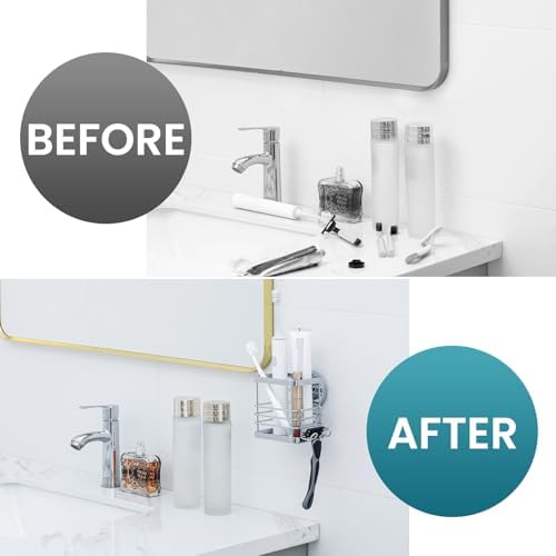 TAILI Suction Cup Toothbrush Holder No Drilling Stainless Steel Waterproof Removable Silver