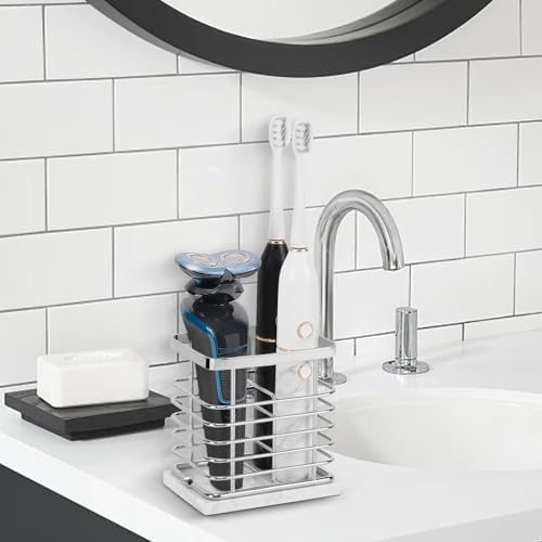 HarJue Toothbrush Holder with Marble Base and Chrome Frame 1
