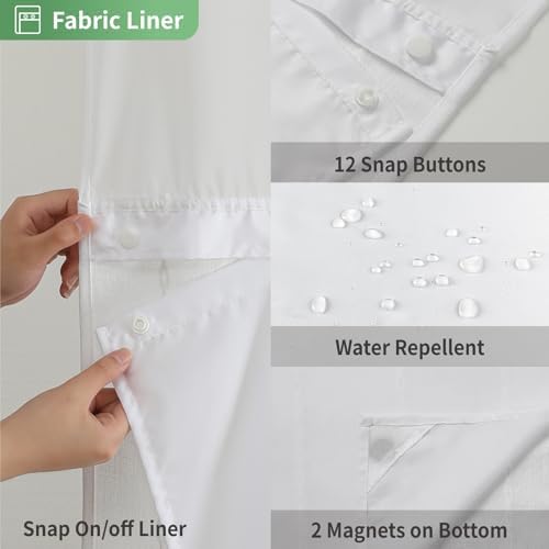 No Hook Extra Long Shower Curtain Set with Liner