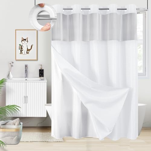 ADABOO Clear Shower Curtain with Snap-in Liner Set 1
