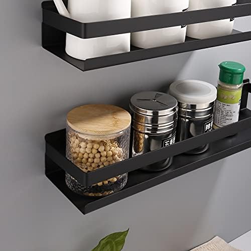 Modern Matte Black Shower Caddy with 20cm Shelves
