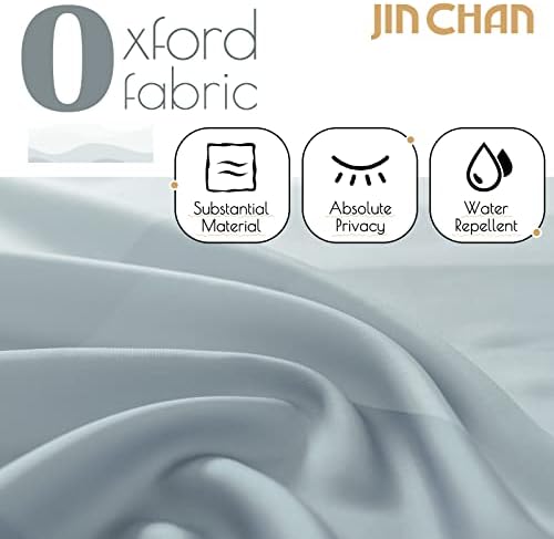 Jinchan Ombre Grey Ocean Wave Shower Curtain with 12 Hooks 70x72 Inches