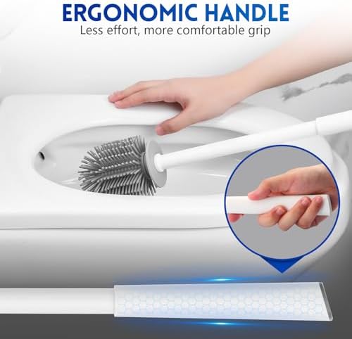 Y-in Hand Toilet Brush and Holder Set - Durable Drip-Proof Compact