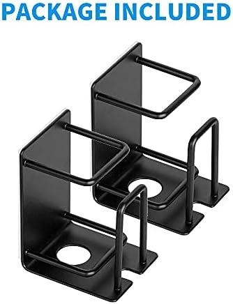 HANZE 3 in 1 Wall Mounted Toothbrush Holder 2 Pack Black
