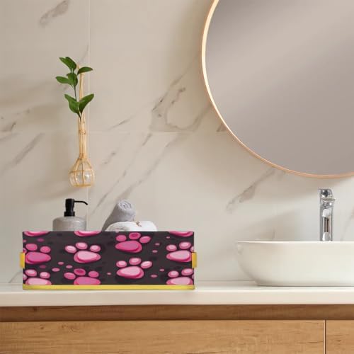Tablerazzi Dog Paw Print Toilet Paper Basket with Handle
