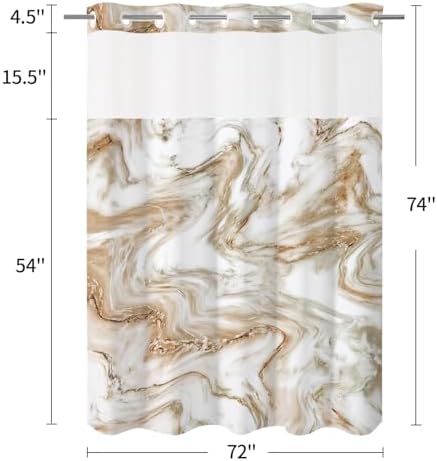 MitoVilla Modern Abstract Marble Shower Curtain Set with Snap-in Liner