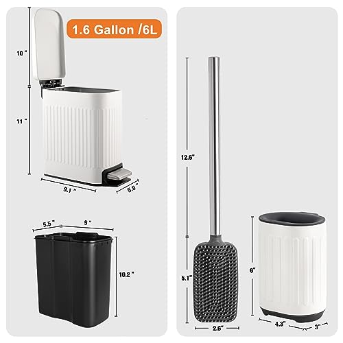 TrashAid Bathroom Trash Can with Toilet Brush Set 1
