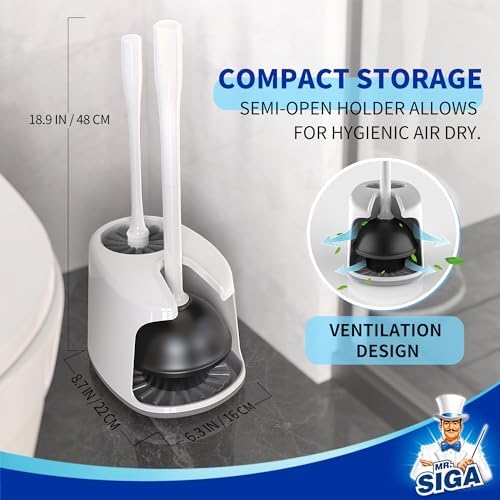 MRSIGA Toilet Plunger and Brush Set with Holder