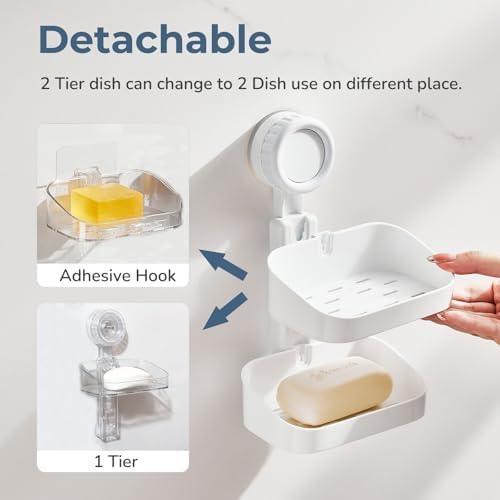 DEEIF White 2 Tier Soap Dish Holder