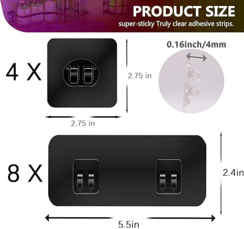 Stylish Black Shower Caddy Adhesive Hooks