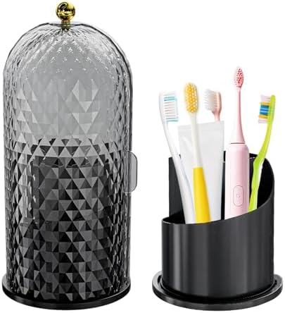ONEPEACE Multifunctional Rotating Toothbrush Holder with Sliding Lid