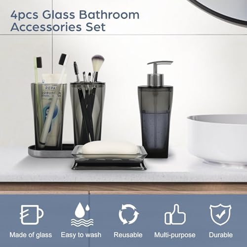 4PCS Clear Black Bathroom Accessories Set 1