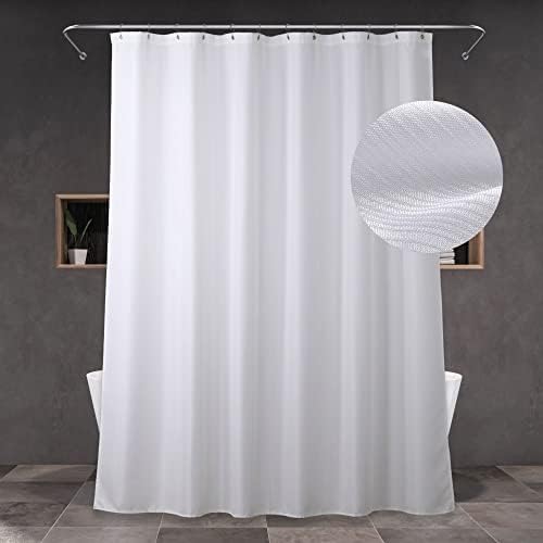 Popkozzi White Linen Textured Shower Curtain 72x72 1