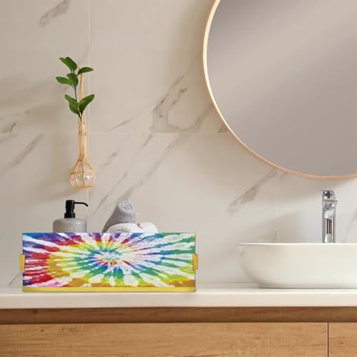 Snatocys Tie Dye Toilet Paper Basket with Handles 1