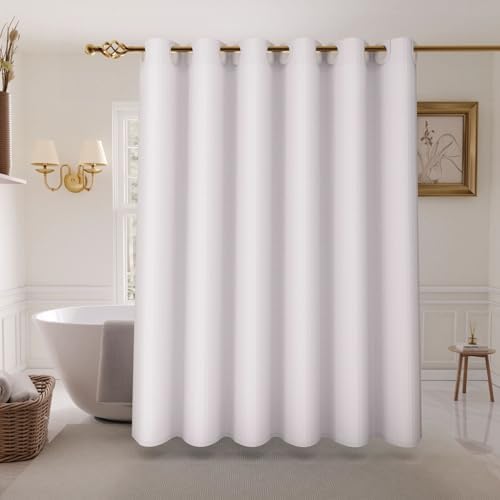 Inhousolu No Hook Waffle Weave Shower Curtain Set - 60 x 72 Inch White