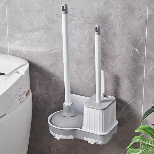 2 Pack Toilet Brush Set with Holder and Plunger