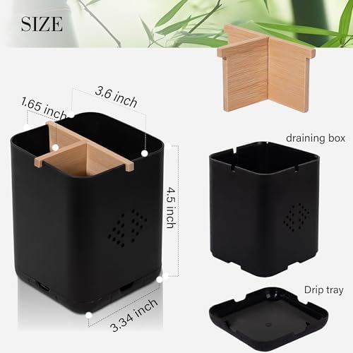 Durable Toothbrush Holder with 3 Slots - Black