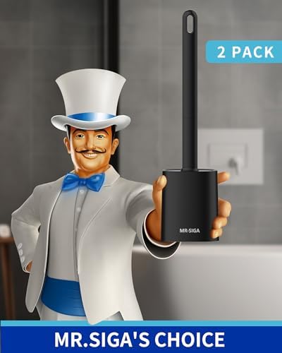 MRSIGA Toilet Brush and Holder Set 2 Pack