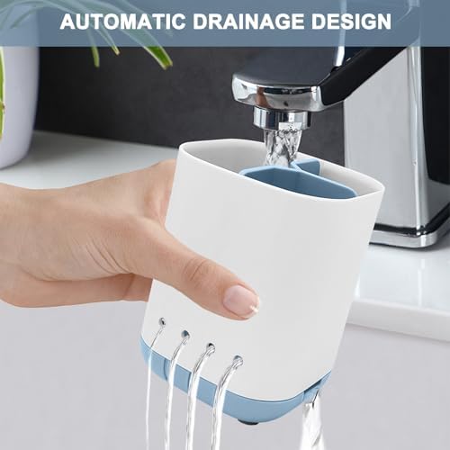 Scartink Toothbrush Holder 3-Slot Anti-Slip Organizer for Bathroom Blue