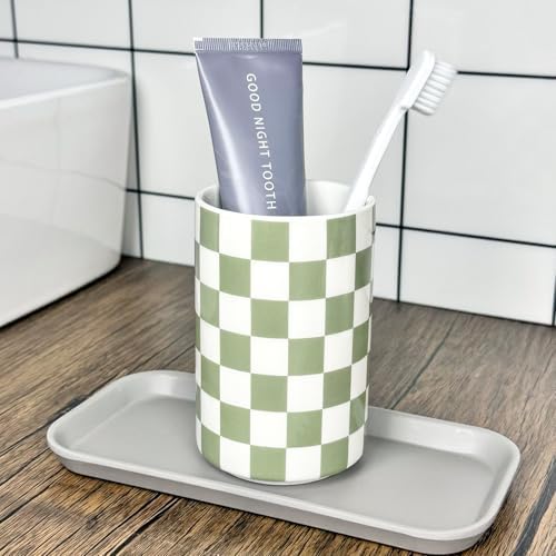 Nakor Home Sage Green Ceramic Toothbrush Holder