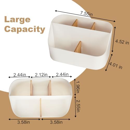 5 Slots Toothbrush Holder with Bamboo and ABS Modern Bathroom Organizer 1