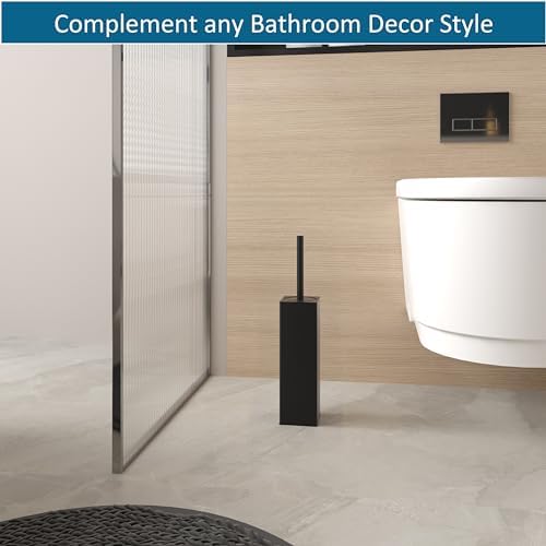 BVL Toilet Brush and Holder Set Black Freestanding 1
