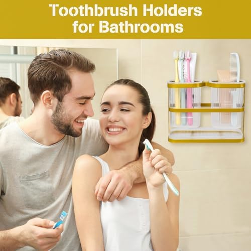 VACONICO Gold Toothbrush Holders Set for Family Bathrooms
