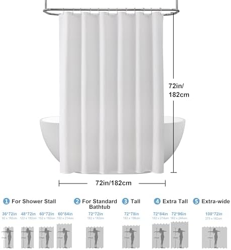 VANZAVANZU Waffle Weave Shower Curtain - 72x72 Inches White