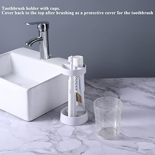 Meiloi Toothbrush Holder with Cup and Cover