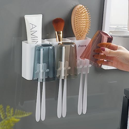 iHave Wall Mounted Toothbrush Holder with Toothpaste Squeezer Set