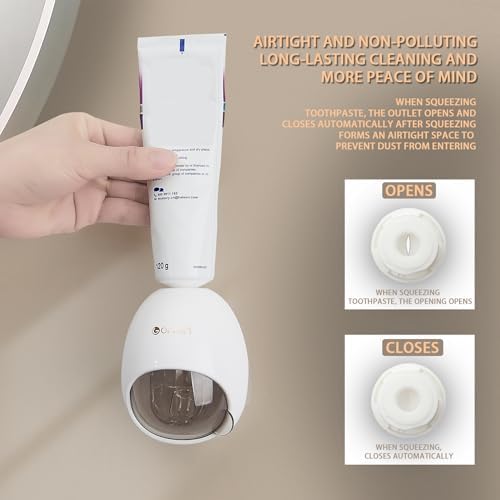 Fufengz Toothpaste Dispenser Wall Mount Automatic Squeezer for Kids Grey