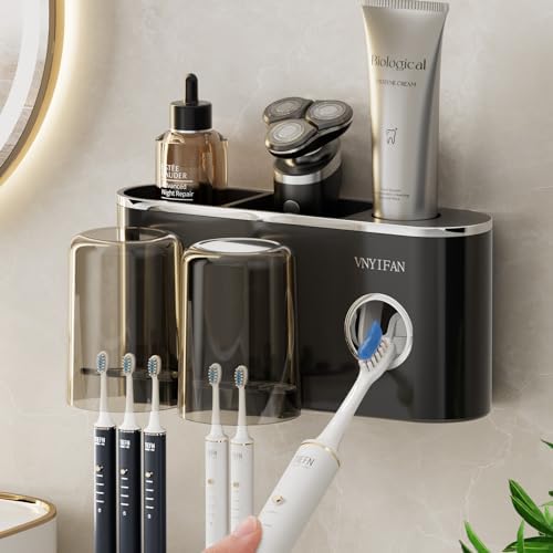 VNYIFAN 4 in 1 Toothbrush Holder Set with 6 Slots and 2 Cups