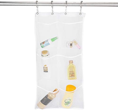 Jwthee Mesh Shower Caddy with 6 Pockets and Metal Hooks